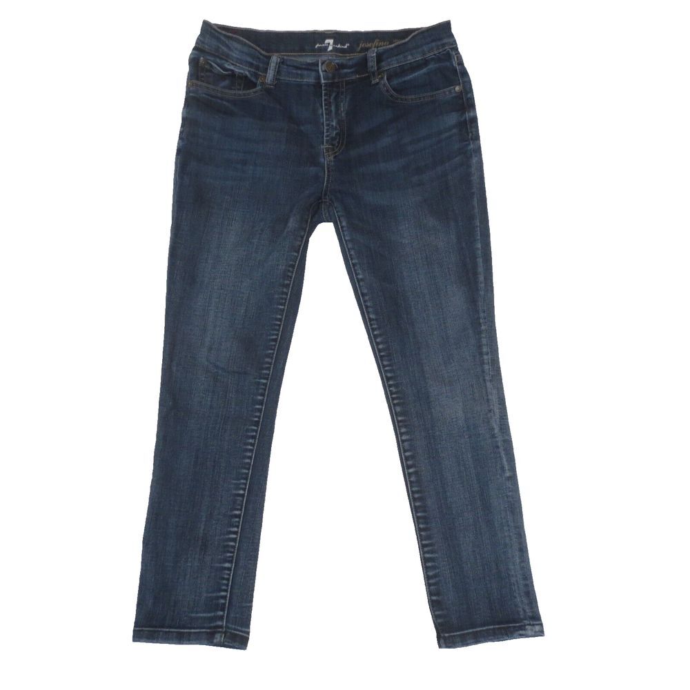 7 For All Mankind Josefina Jeans Womens 14 Blue Low‎ Rise Skinny Boyfriend Crop